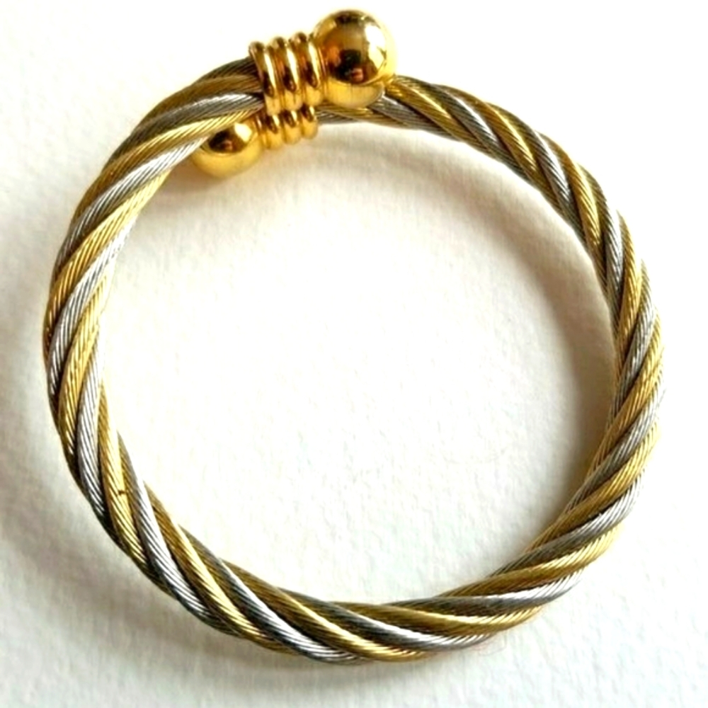 Twist bracelet gold silver tone rope cuff cable